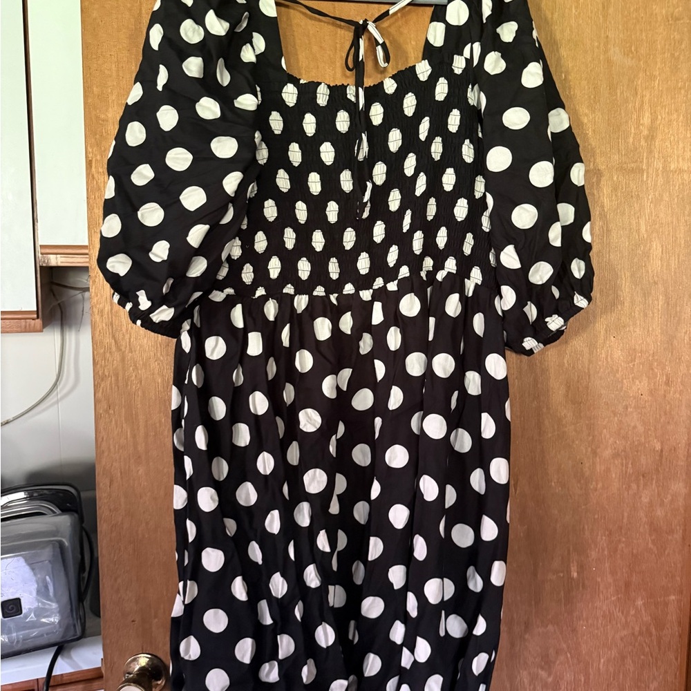 Ava & Viv Black and White Polka Dot Blouse - Picture 3 of 3